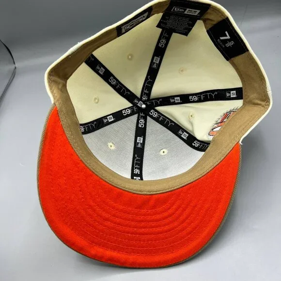 Baltimore Orioles Hat Men 7 5/8 White Brown‎ 59Fifty New Era MLB Fitted Cap